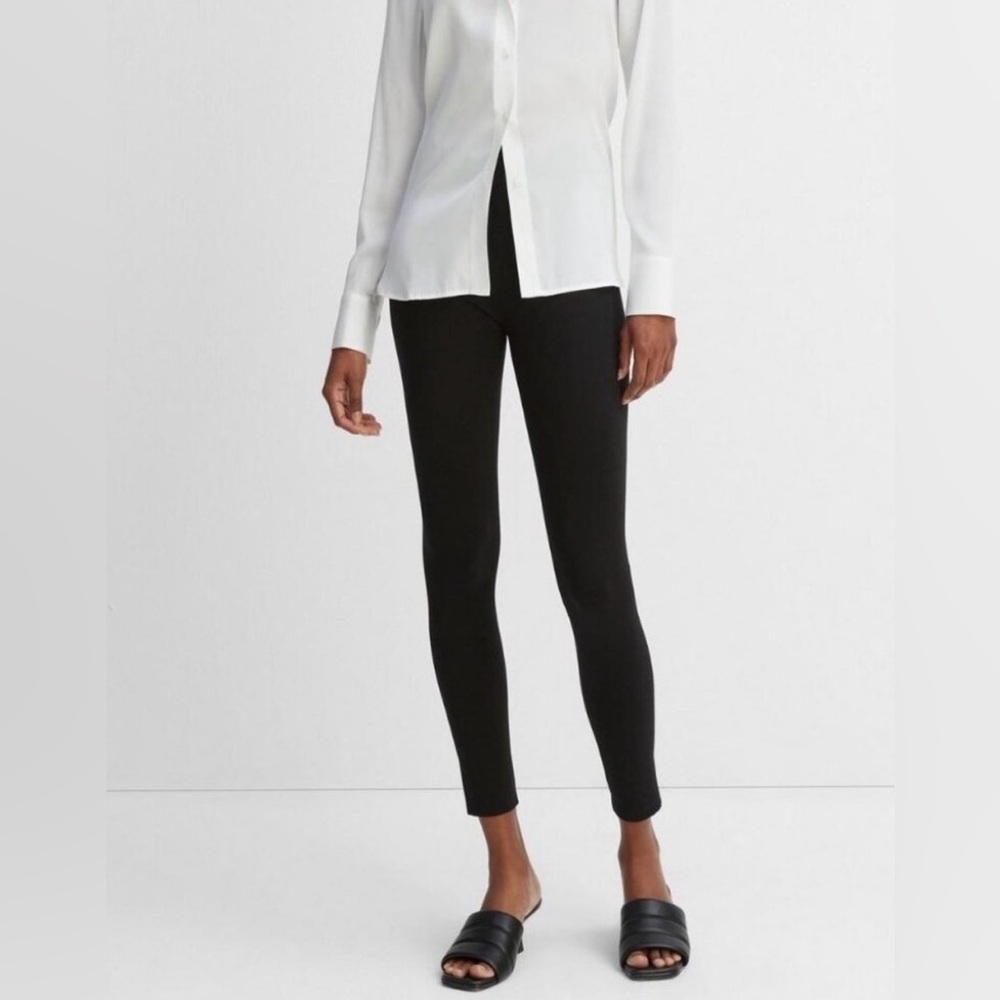 Vince Black Cropped Pull-On Leggings Size M Minimalist Stretch Slim Pants